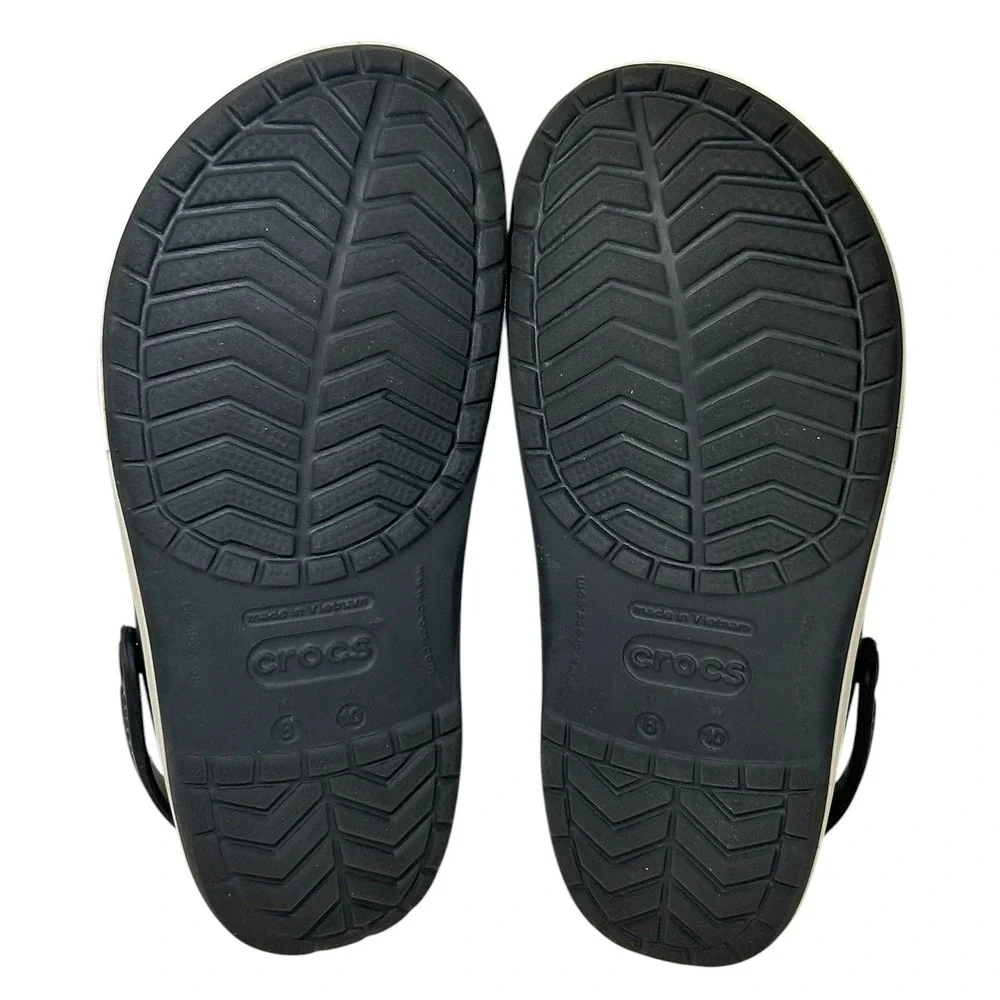 Crocs Crocband Clogs Mens 8 & Womens 10 Black White Sporty Comfort Sandals 11016